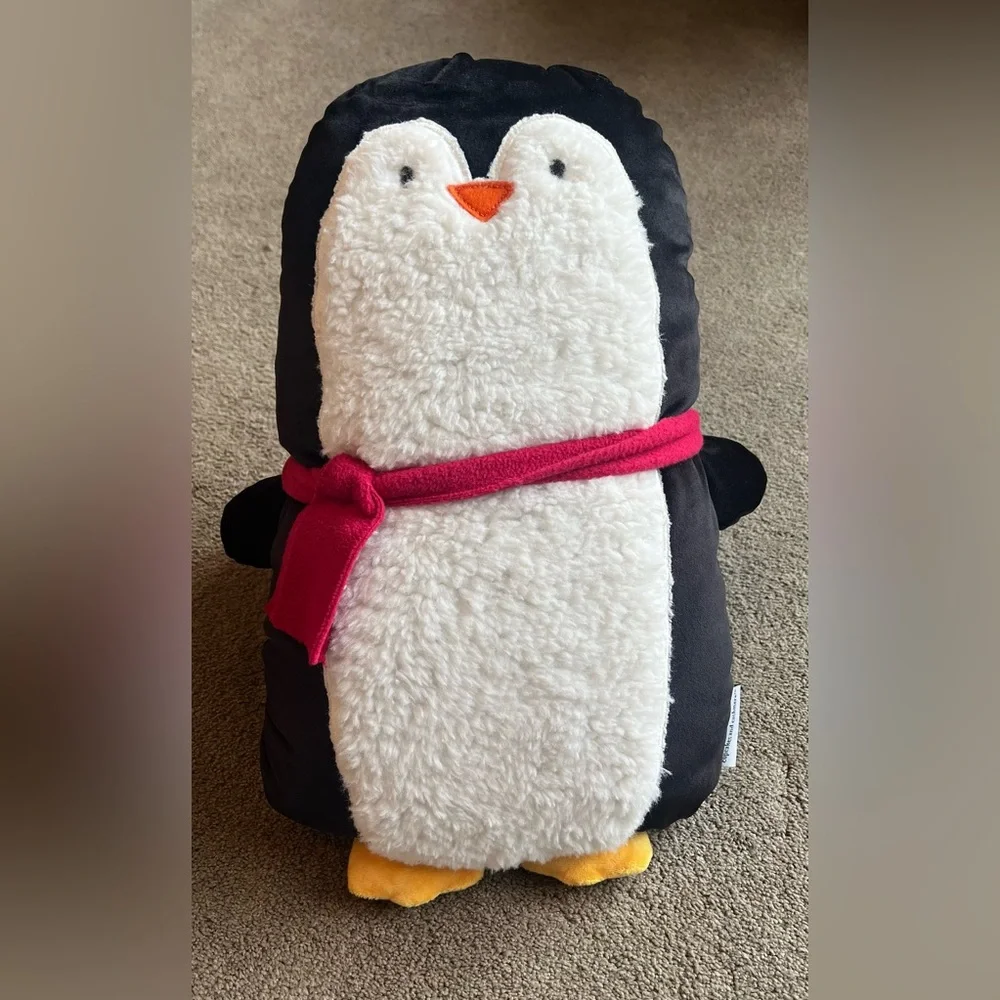 Cupcakes and Cashmere Holiday Penguin Plush Decor Pillow